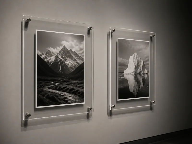 Acrylic Standoff Frames for museum and gallery display