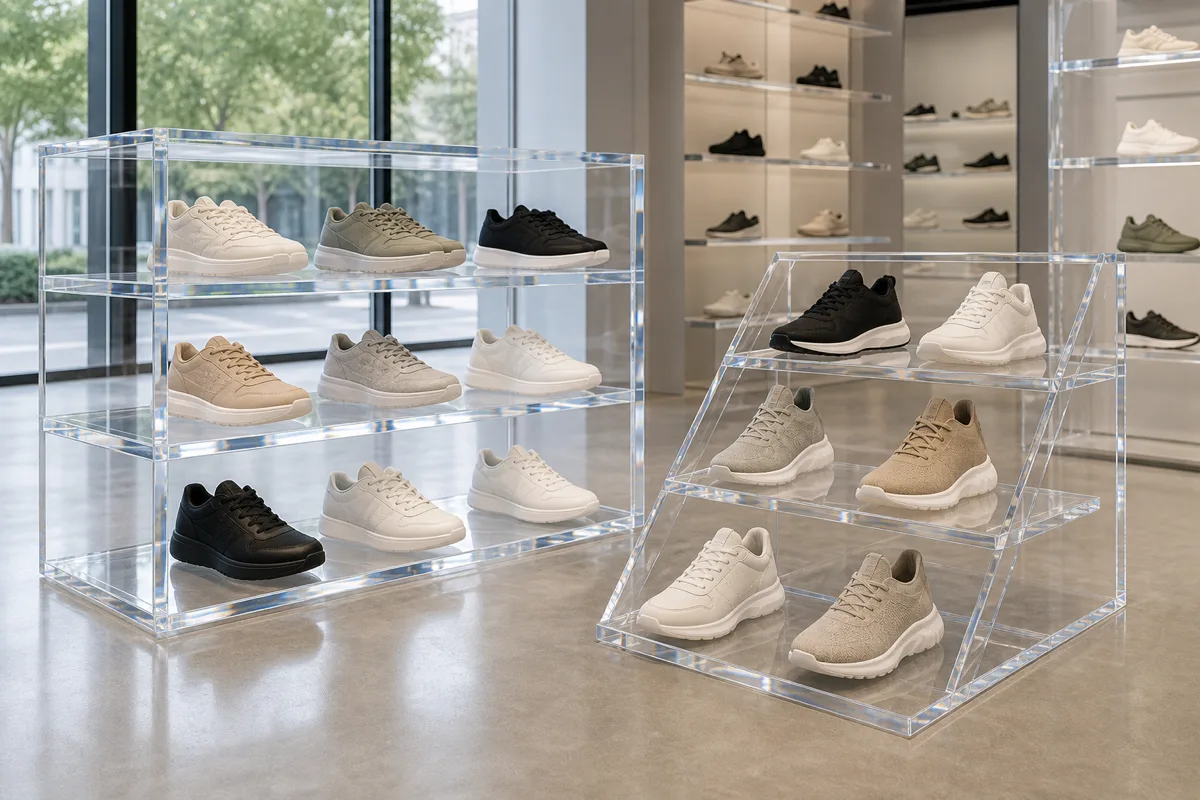 Footwear Retail Buyers — typical acrylic shoe display use case