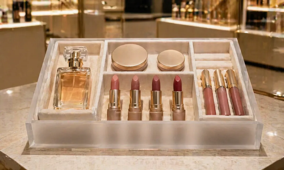 Luxury Cosmetic Organizers with Velvet Inserts for a Prestige Beauty Brand