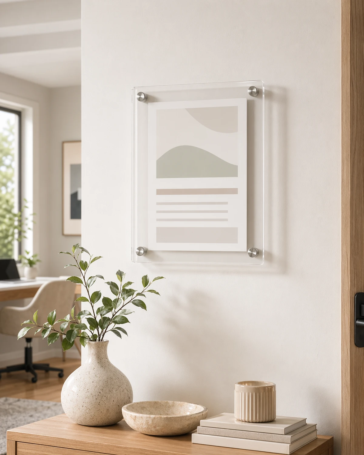 3,500 flat-pack FNSKU-ready wall-mount acrylic sign holders bulk-produced for an Amazon FBA e-commerce seller