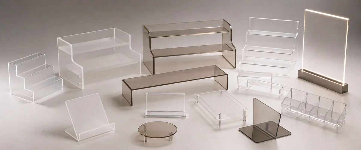 5,400 cross-SKU acrylic retail displays in a multi-category rollout staged for a 50-store US retail chain