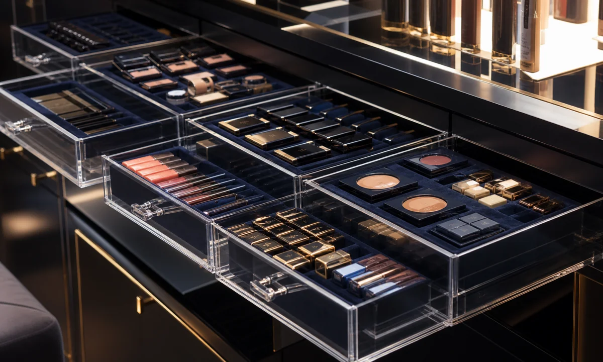 108 Drawer Organizers for an 18-Store Premium Cosmetics Counter Refit