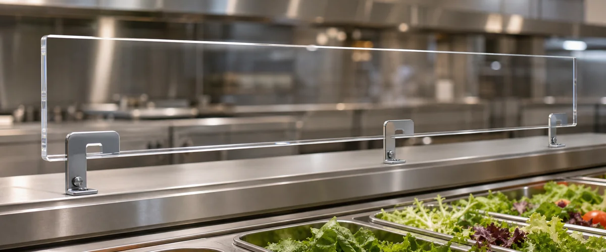 192 USDA-compliant food-safe acrylic salad-bar sneeze-guard panels installed across a 32-location restaurant chain