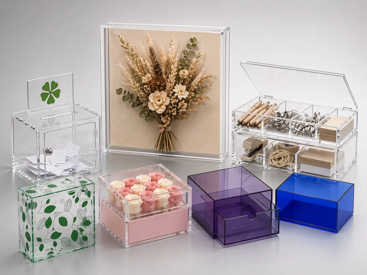 Custom acrylic boxes — shadow boxes, gift boxes, containers