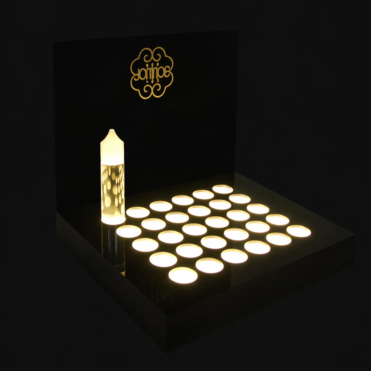 LED-lit acrylic cosmetics counter display stand
