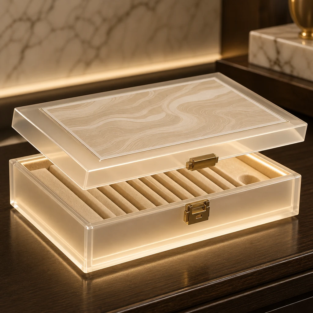 Hospitality Suite-Amenity Display Build — custom acrylic mahjong case project