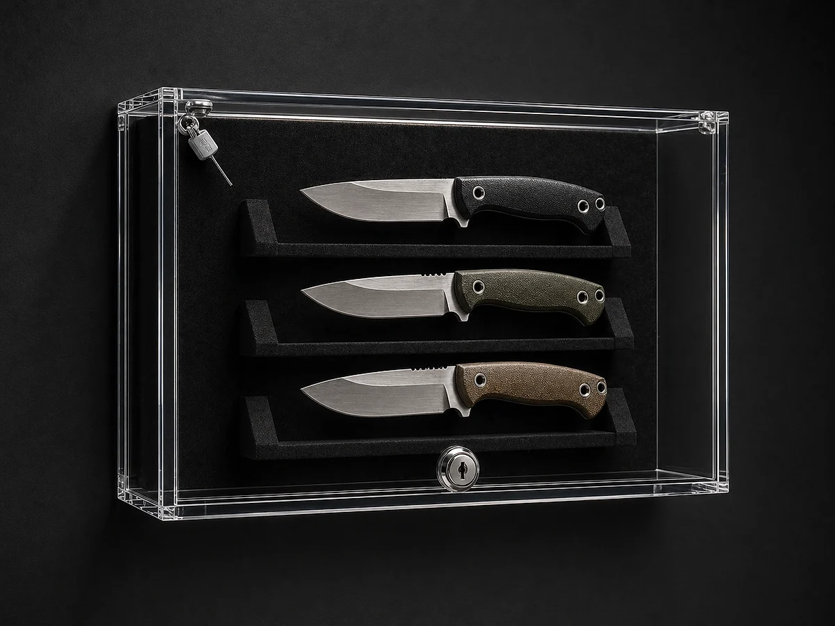 Firearm Retail Wall-Mount Cases — custom lockable acrylic display case project