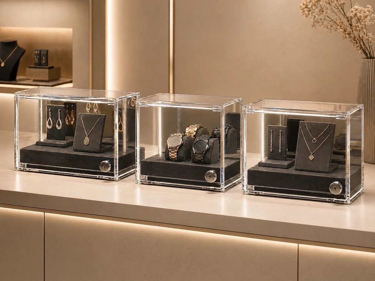Jewelry & Watch Retail — lockable acrylic display case use case