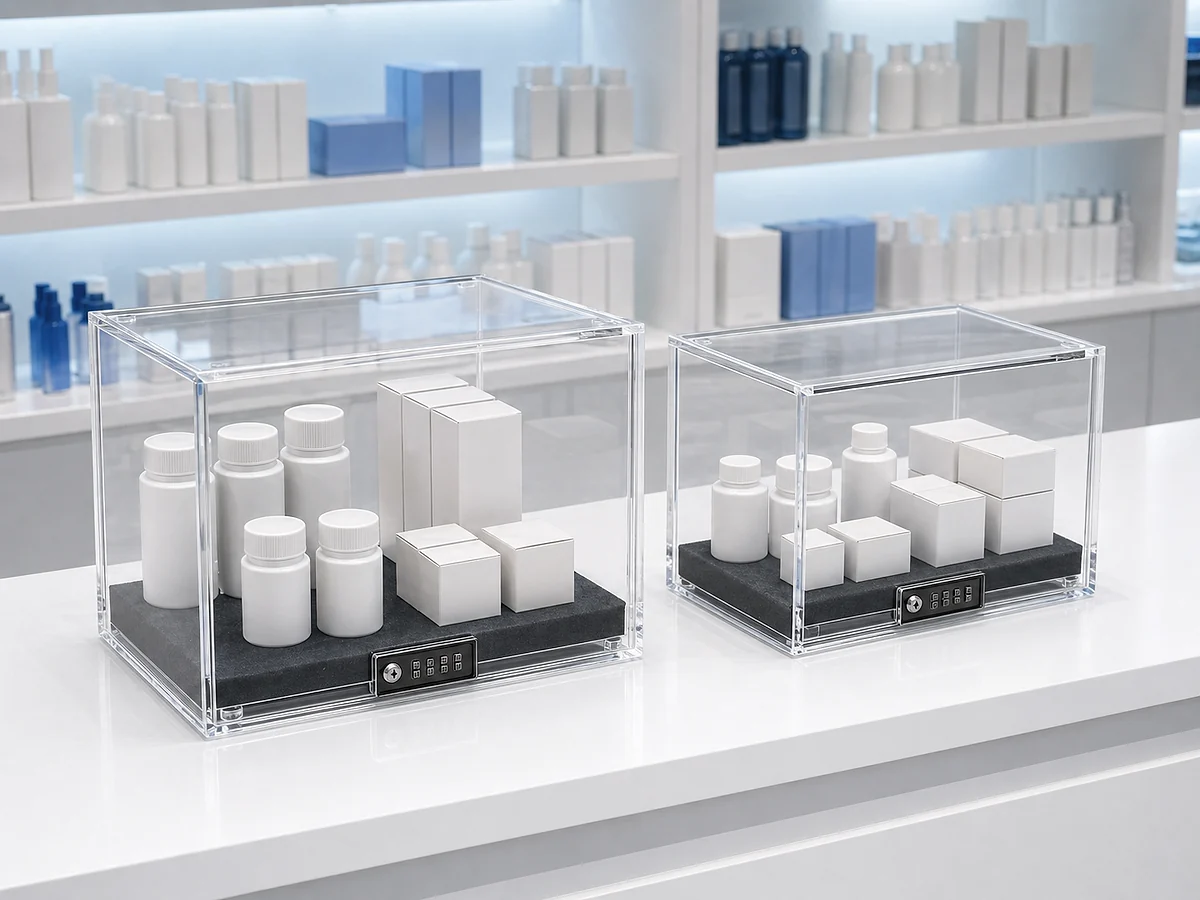 Pharmacy & Medical Display — lockable acrylic display case use case