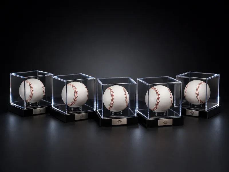 Single-Ball Baseball Cube Cases — custom sports memorabilia display case project