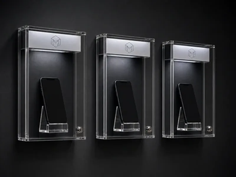 Phone Retail Wall-Mount Cases — custom wall mounted acrylic display case project